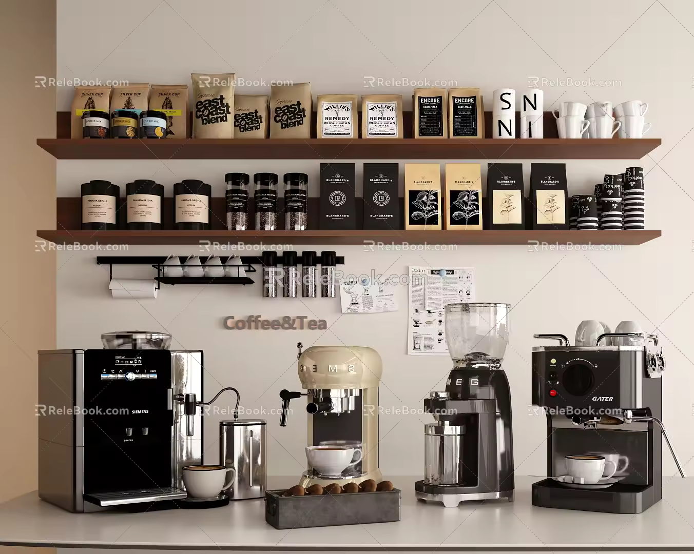 Modern coffee machine combination 3d model