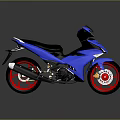 Blue Sporty Motorcycle With Black Seat And Red Wheels Streamlined Design