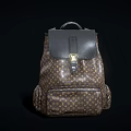 Luxury Designer Backpack With Classic Monogram Pattern Black Leather Top And Gold Buckle