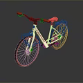 Modern Bicycle with White Frame Orange Handlebars Seat and Rear Rack