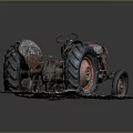 Old Red Rusty Vintage Tractor Functional Farm Vehicle With Large Wheels 3d model