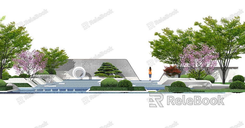 modern landscape wall waterscape model