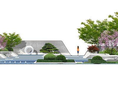 modern landscape wall waterscape model