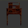 Vintage Wooden Dresser with Multiple Drawers Two Tier Structure Dark Red Wood Grain