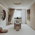Modern SPA Sauna Interior With Massage Table Wooden Cabinets And Floor to Ceiling Window