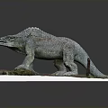 Detailed Prehistoric Reptile Creature Model On Colorful Rocky Base