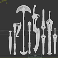 Fantasy Game Inspired Weapons Collection Featuring Axes Swords Daggers And Intricate Designs