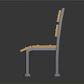 Wooden Bench With Metal Legs And Backrest Panels Fixed With Screws