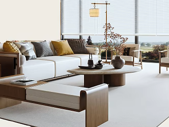 New Chinese Sofa Coffee Table Combination 3d model