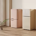 Vintage Pink And Beige Refrigerators In Modern Interior With Plant And Window