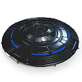 Black Circular Tech Device With Blue LED Lights And Sleek Surface Design 3d model