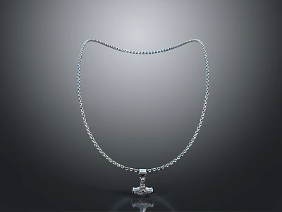 Stylish Hardware Tool Themed Silver Necklace With Hammer Pendant Decoration 3d model