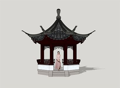 Chinese style pavilion classical pavilion 3d model