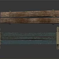 Wooden Furniture Benches With Blue And Brown Planks And Metal Legs Design