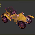 Vintage Yellow Open Top Roadster With Black Seat Steering Wheel And Wheels