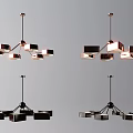 Modern Square Metal Chandelier With Multiple Light Units For Interior Decor Design 3d model