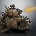 Brown Military Tank With Heavy Tracks Firing Cannon And Yellow Flame