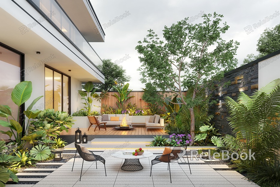 Modern Courtyard Landscape Landscape Plant Home Courtyard Villa Courtyard Outdoor Sofa Courtyard model