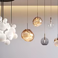 Modern Pendant Light Combination With White Spherical Golden Transparent Gray Glass Hanging Lamps