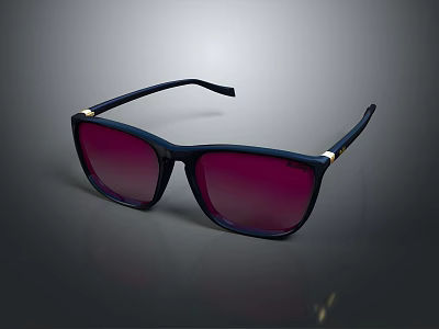 Stylish Jewelry Sunglasses With Dark Blue Frame Pink Gradient Lenses And Gold Accents 3d model