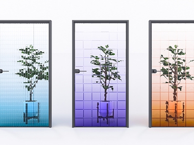 Transparent Glass Door Gradient Glass Changhong Glass Single Door Swing Door Partition Gradient Screen 3d model