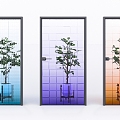 Transparent Glass Door Gradient Glass Changhong Glass Single Door Swing Door Partition Gradient Screen 3d model