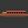 Red Boat Model With Orange Roof Blue Windows And Yellow Circular Decorations