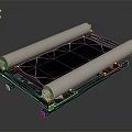 Mechanical Conveyor System With White Rollers On Black Metal Platform Structure 3d model