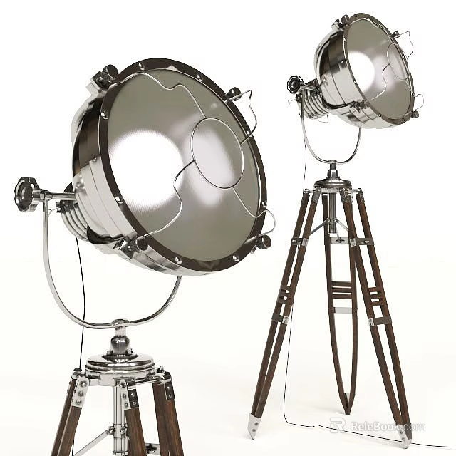 Vintage Metal Floor Lamps With Tripod Base And Round Shade For Living Room Decorative Lighting 3d model 