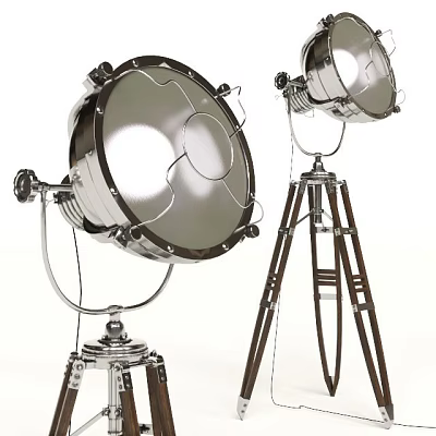 Vintage Metal Floor Lamps With Tripod Base And Round Shade For Living Room Decorative Lighting 3d model