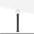 Modern Outdoor Light with Black Pole and Transparent Spherical Lampshade