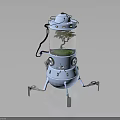 White Transparent Enclosed Device With Small Plant And Metal Support Legs