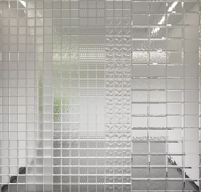 Modern Glass Block Partition With Transparent Textured Design For Interior Spaces 3d model