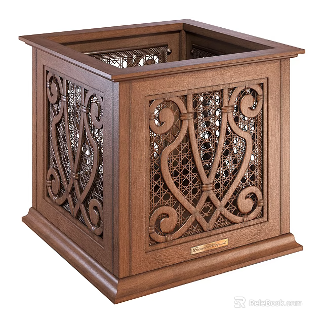 Wooden Garden Ornament With Intricate Carved Patterns And Lattice Design For Outdoor Decorative 3d model 