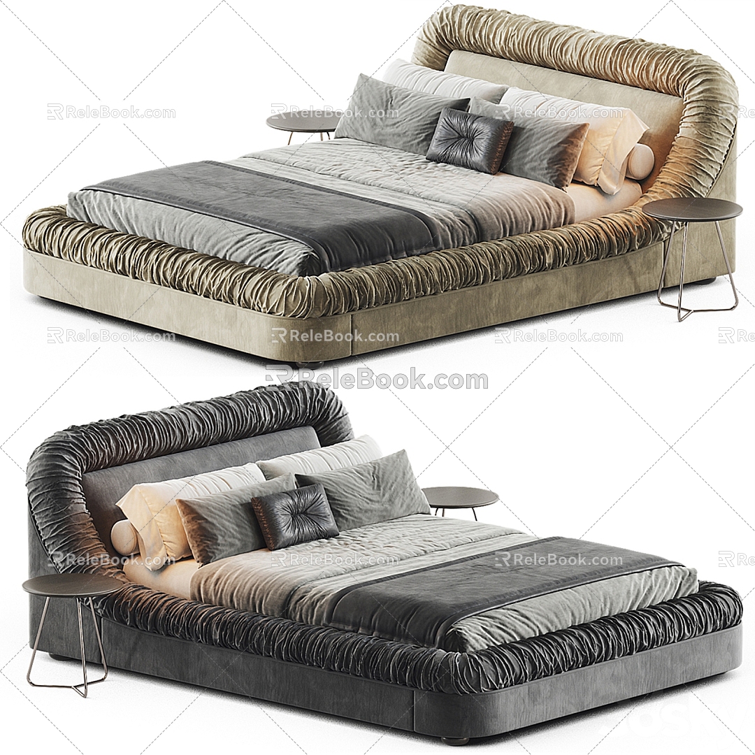 Vara Modern Fabric Double Bed 3d model