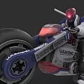 Futuristic Game Movie Character Riding Motorcycle With Red Helmet And Mechanical Design
