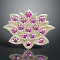 Lotus Shaped Pink Gemstone Brooch Fashion Clothing Accessory With White Base