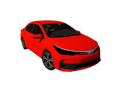 Red Modern Sedan With Sleek Body Stylish Black Wheels And Front Grille 3d model