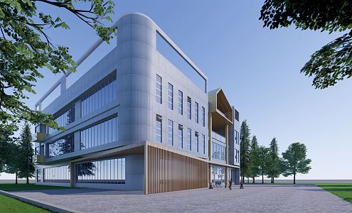 modern kindergarten building 3d model