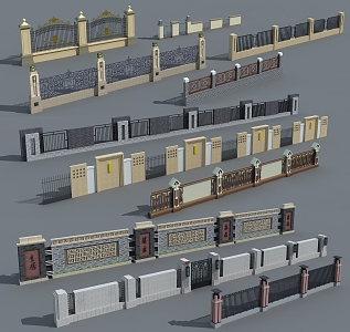 Wall landscape wall factory wall Chinese style wall 3d model