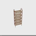 Modern Five Tier Storage Shelf With Metal Frame And Wooden Shelves For Home Organization