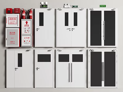 Fire Safety Storage Cabinets With Emergency Equipment And Multiple Door Designs 3d model