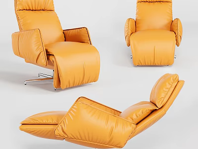 Modern Yellow Leather Leisure Chair With Comfortable Design And Metal Support Legs 3d model
