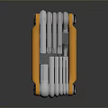 Collapsible Tactical Weapon With Orange Handle And Silver Metal Components Design
