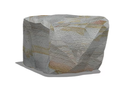 Natural Stone And Wood Decorative Block With Rustic Textured Surface 3d model