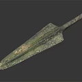 Ancient Bronze Spear Historical Weapon With Rustic Patina And Antique Design