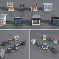 Various Small House And Kiosk Models With Different Roof Door Window Designs
