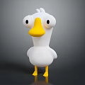 Cute Cartoon Duck 3D Character Model With White Body Yellow Beak Feet And Big Eyes
