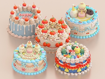 Birthday Cake Pastry Food 3d model