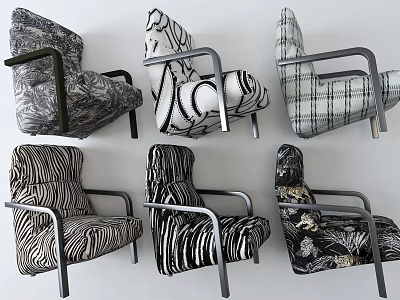 Elegant Accent Single Chairs Featuring Various Patterns Metal Armrests And Legs 3d model